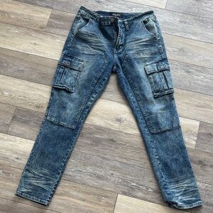 Men's Blue Denim Cargo Jeans